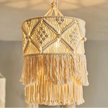 Hanglamp Bohemian met Macramé Lampenkap en Franjes