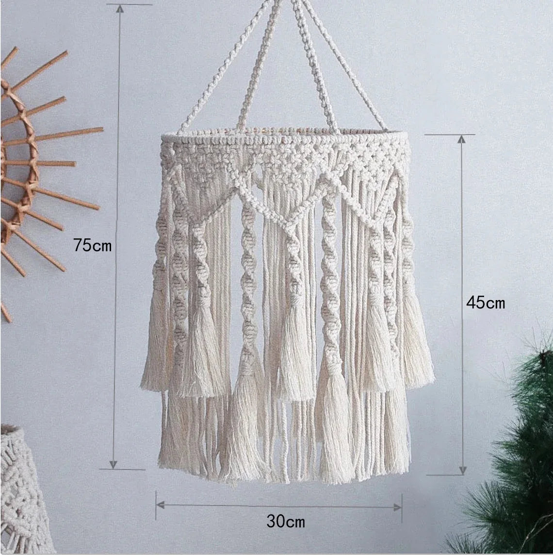 Hanglamp Bohemian met Macramé Lampenkap en Franjes