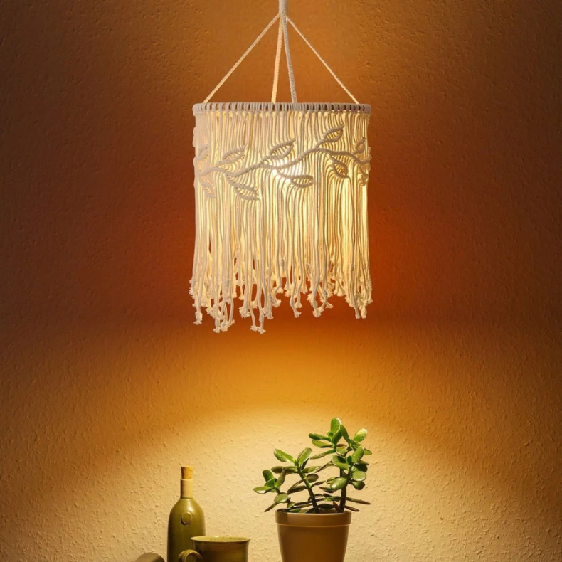 Hanglamp Bohemian met Macramé Lampenkap en Franjes