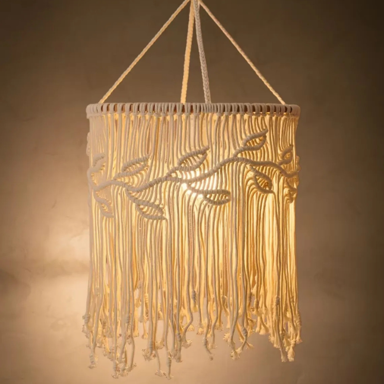 Hanglamp Bohemian met Macramé Lampenkap en Franjes
