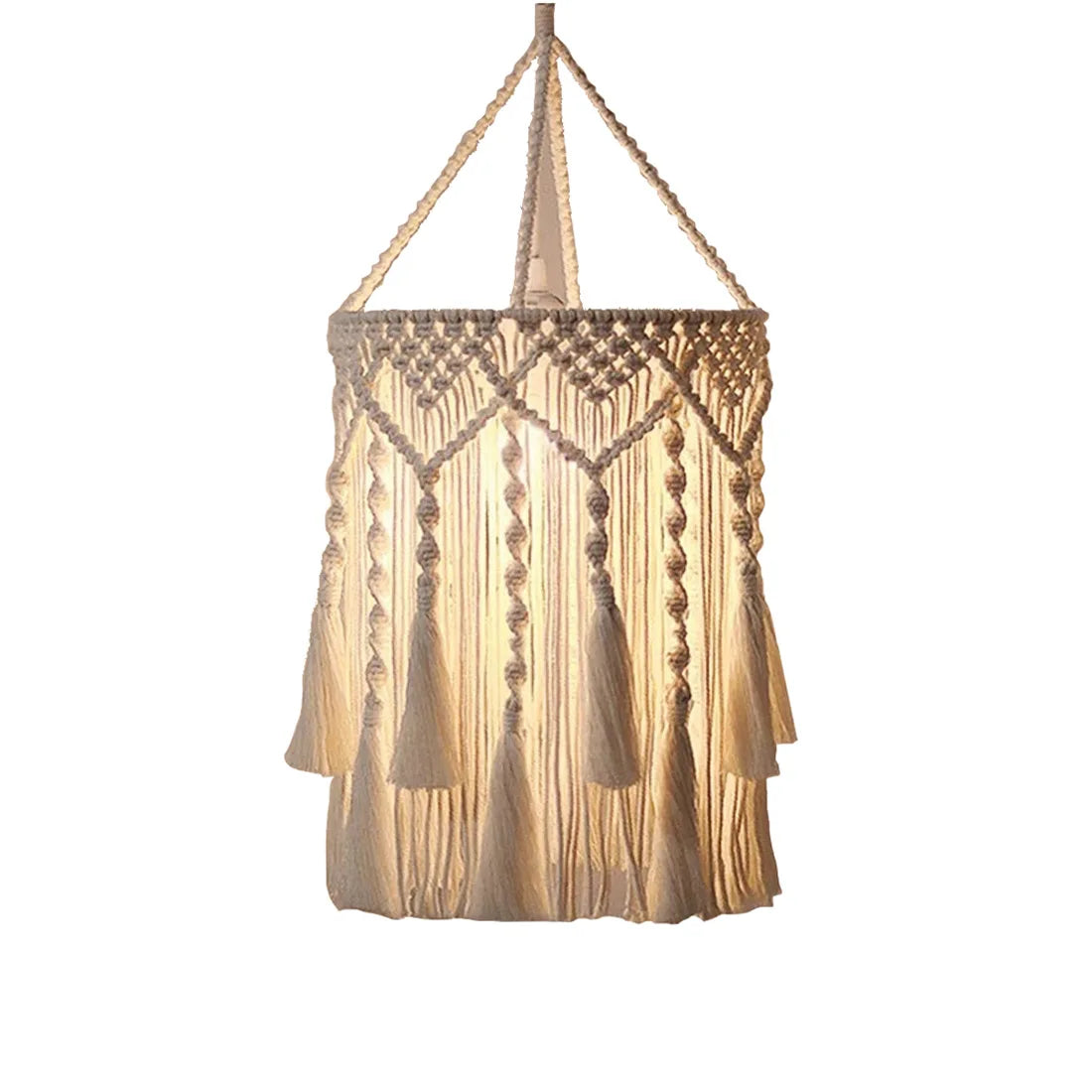 Hanglamp Bohemian met Macramé Lampenkap en Franjes