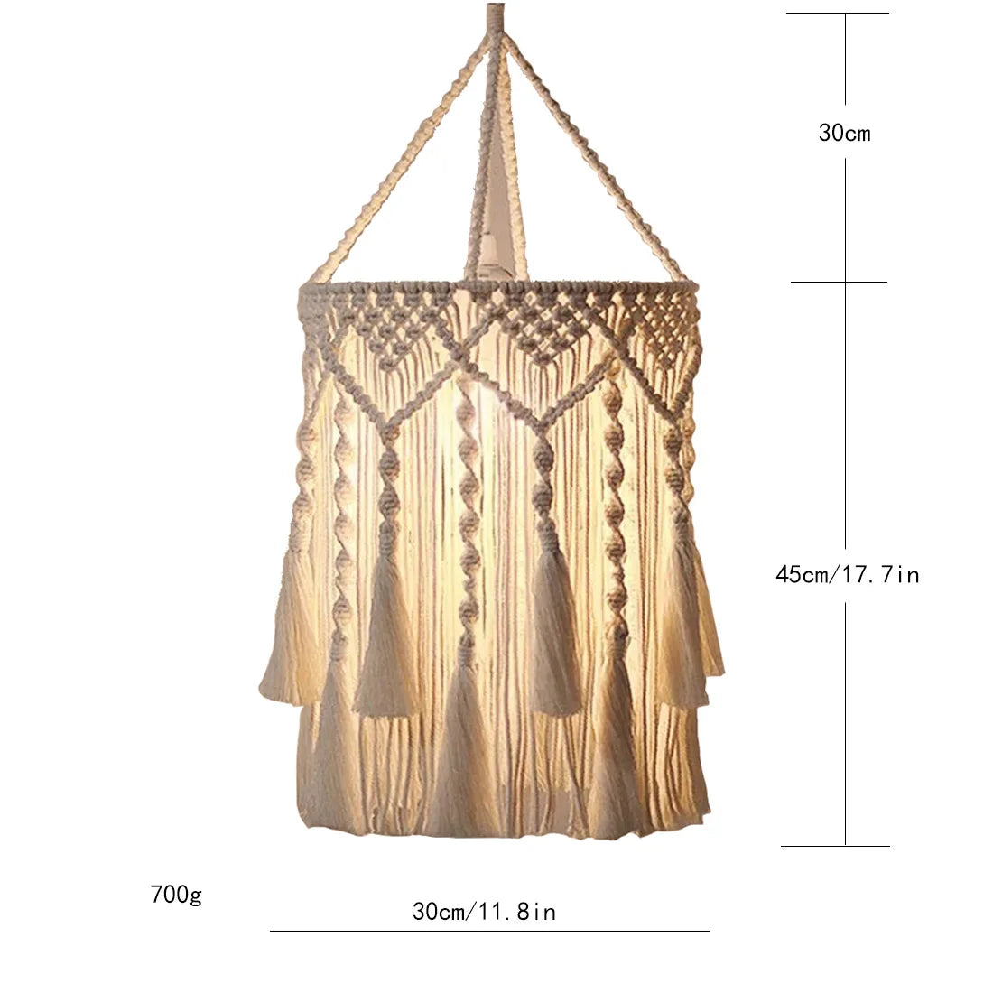 Hanglamp Bohemian met Macramé Lampenkap en Franjes