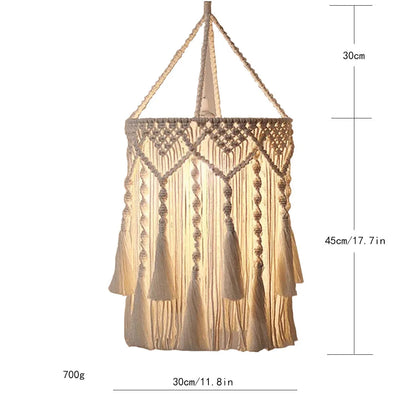 Hanglamp Bohemian met Macramé Lampenkap en Franjes