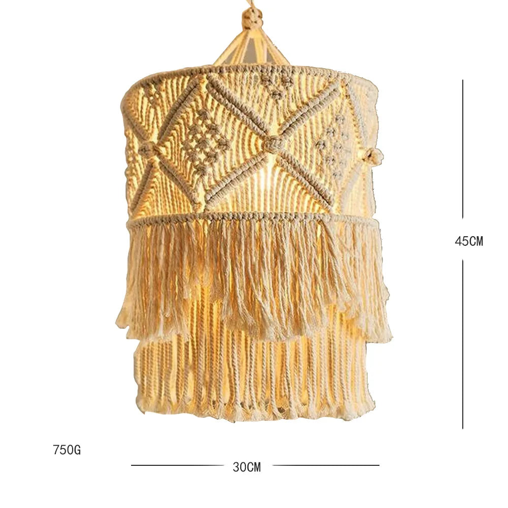 Hanglamp Bohemian met Macramé Lampenkap en Franjes