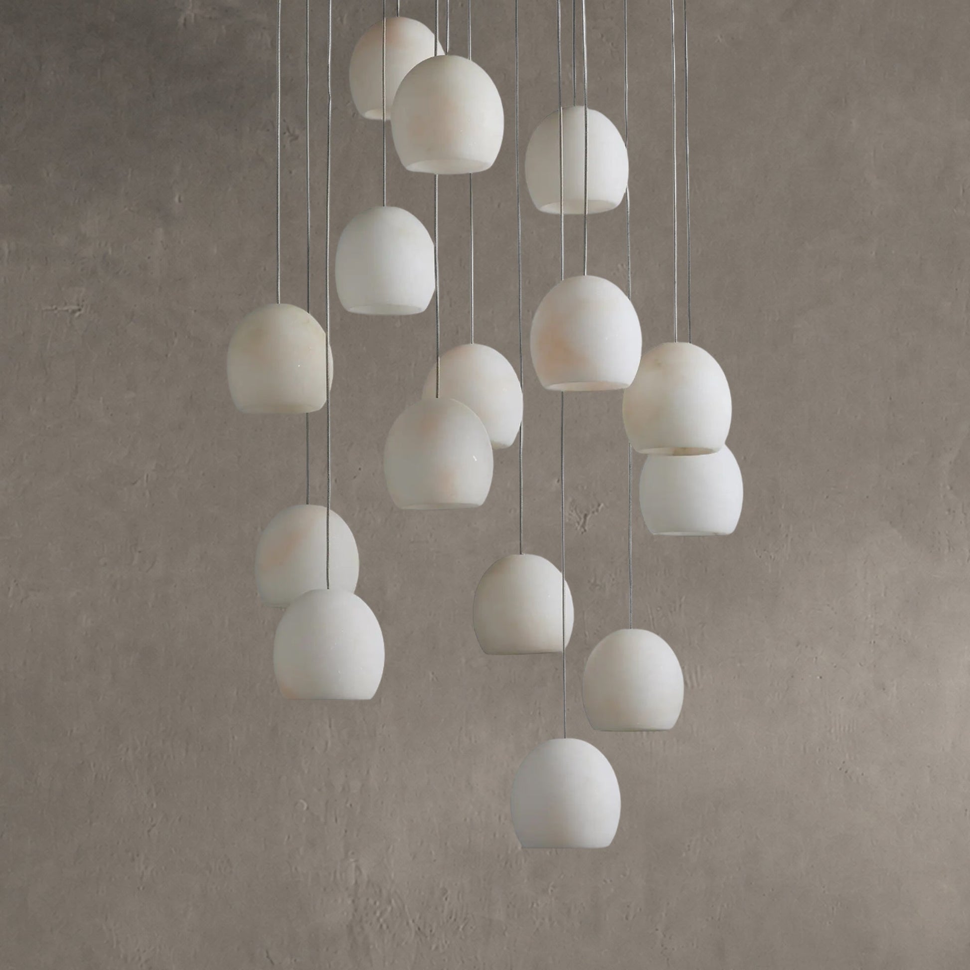 Hanglamp Bohemian met Ronde Alabasten Kappen en Verstelbare Hoogte