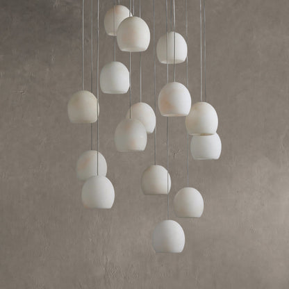 Hanglamp Bohemian met Ronde Alabasten Kappen en Verstelbare Hoogte
