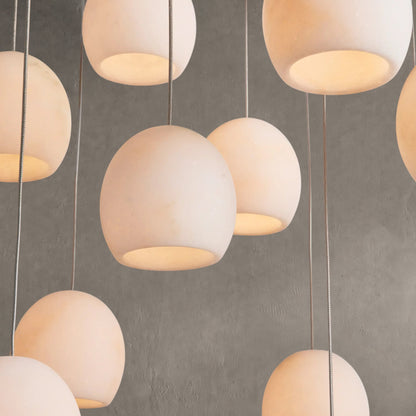 Hanglamp Bohemian met Ronde Alabasten Kappen en Verstelbare Hoogte