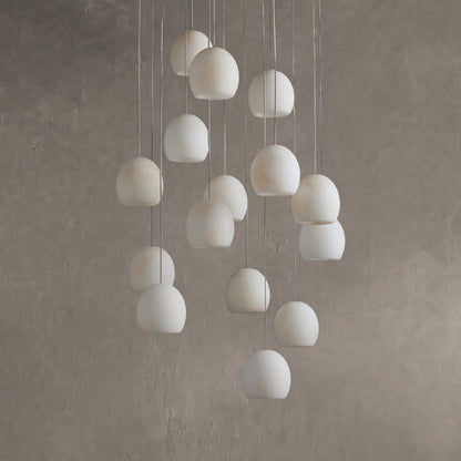 Hanglamp Bohemian met Ronde Alabasten Kappen en Verstelbare Hoogte