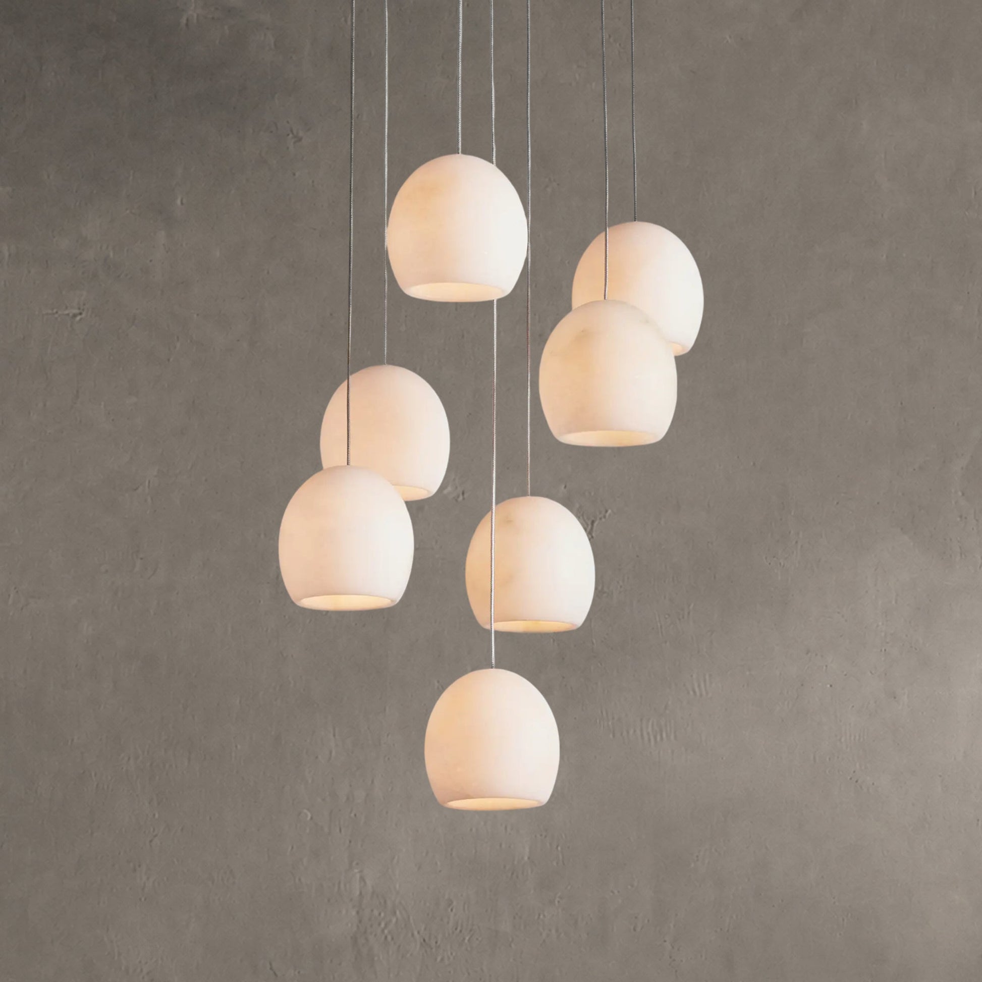 Hanglamp Bohemian met Ronde Alabasten Kappen en Verstelbare Hoogte