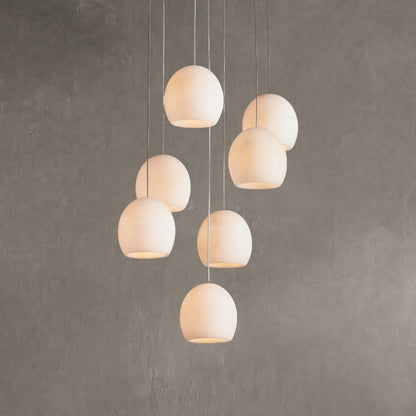 Hanglamp Bohemian met Ronde Alabasten Kappen en Verstelbare Hoogte