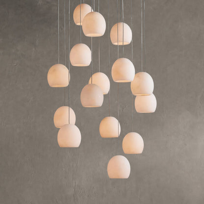 Hanglamp Bohemian met Ronde Alabasten Kappen en Verstelbare Hoogte