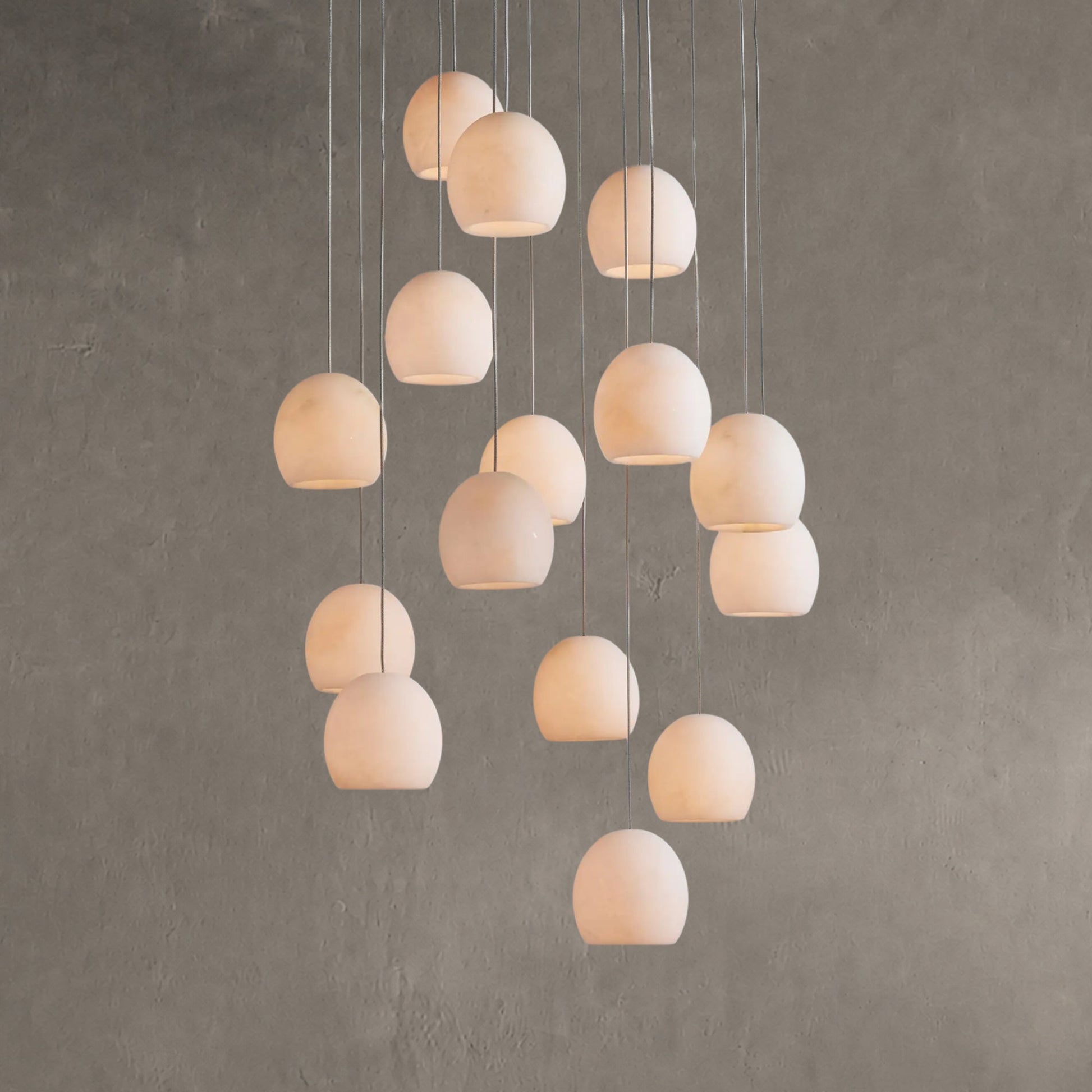 Hanglamp Bohemian met Ronde Alabasten Kappen en Verstelbare Hoogte