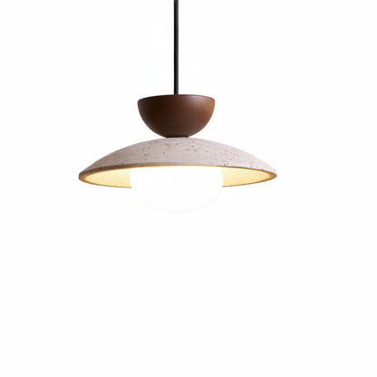 Hanglamp Bohemian met Travertijnen Kap en Glazen Bol