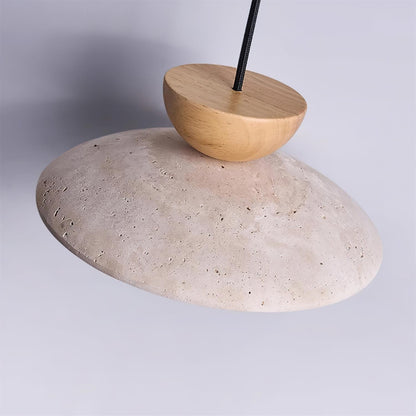 Hanglamp Bohemian met Travertine Kap en Houten Detail