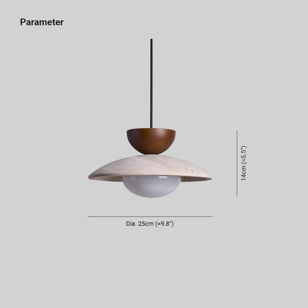 Hanglamp Bohemian met Travertine Kap en Houten Detail