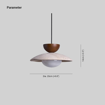 Hanglamp Bohemian met Travertine Kap en Houten Detail