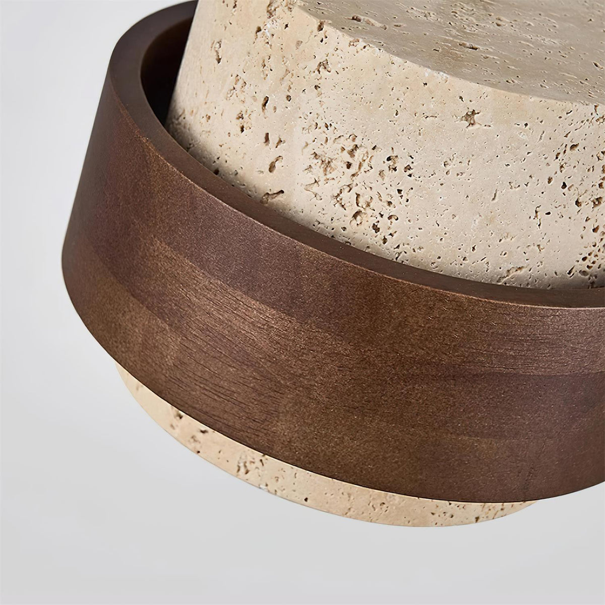 Hanglamp Bohemian met Travertine Kap en Houten Ring