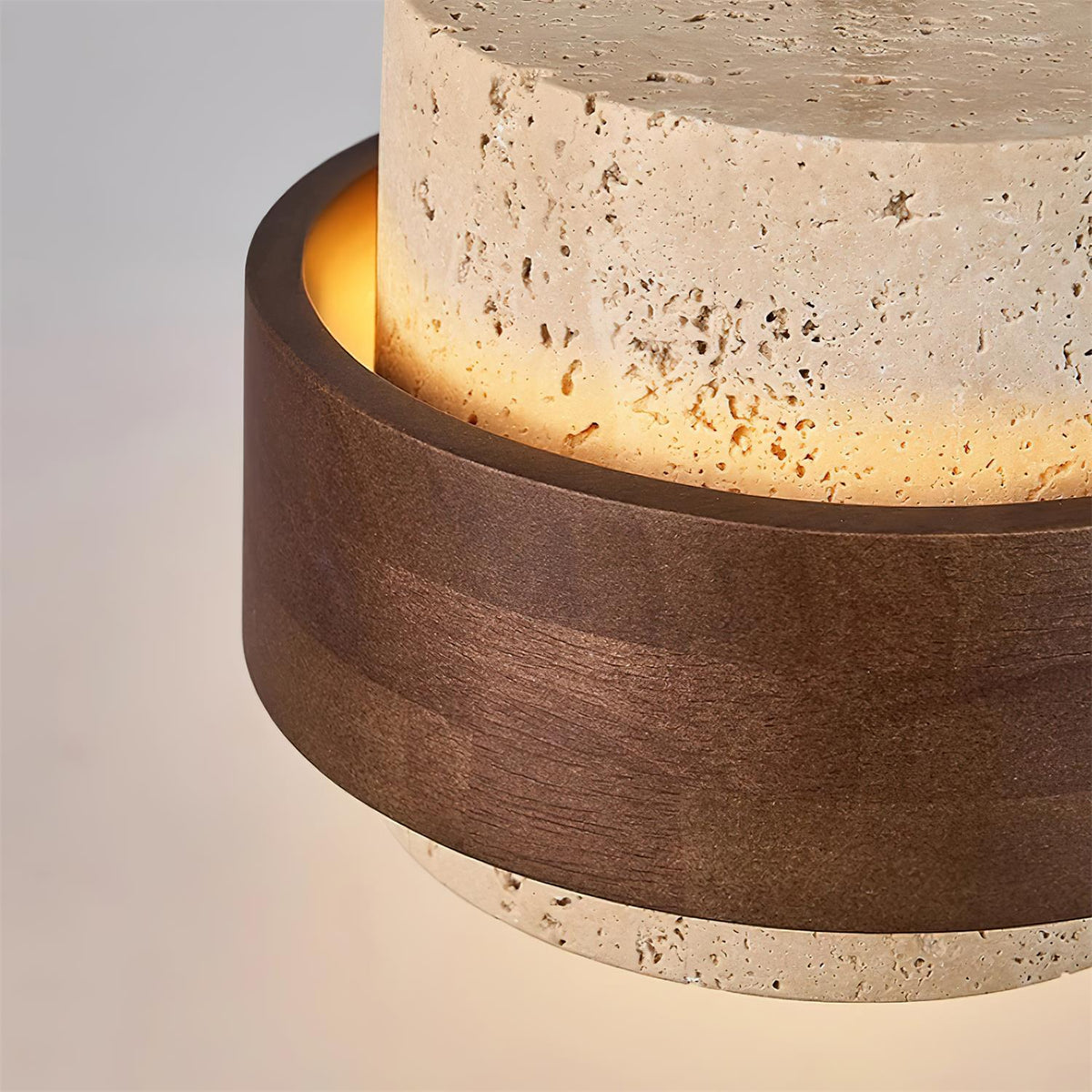 Hanglamp Bohemian met Travertine Kap en Houten Ring