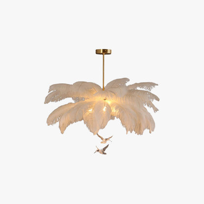 Hanglamp Bohemian met Veren Kap en Decoratieve Vogelhangers
