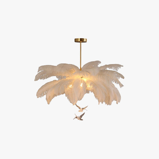 Hanglamp Bohemian met Veren Kap en Decoratieve Vogelhangers