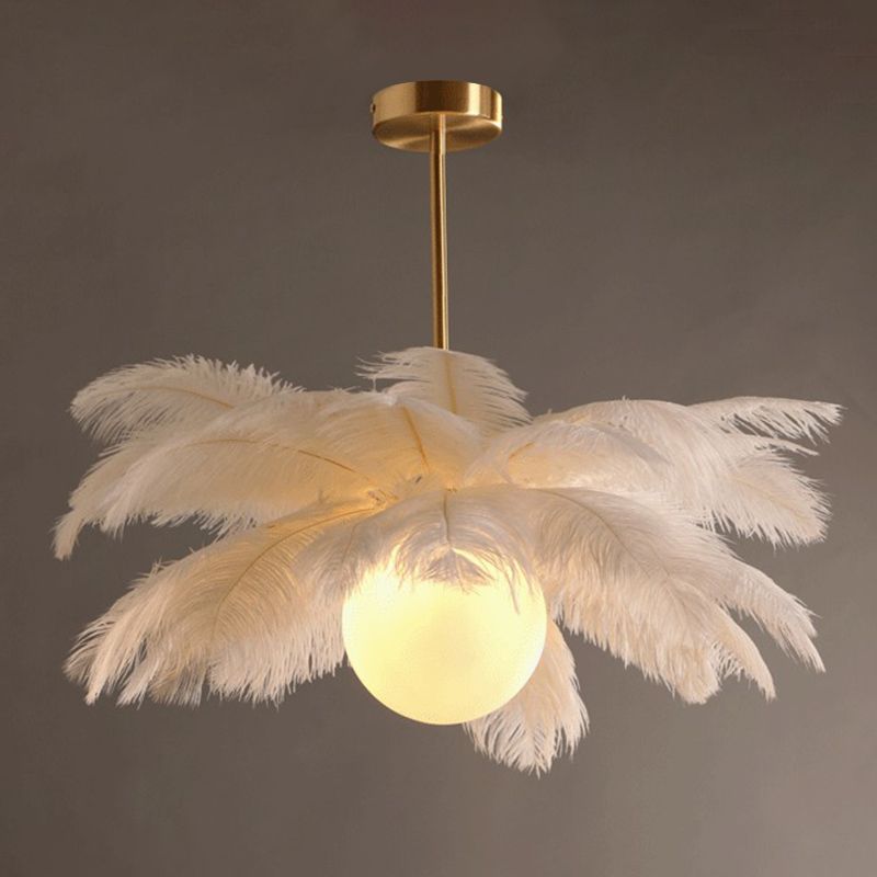 Hanglamp Bohemian met Veren Kap en Decoratieve Vogelhangers