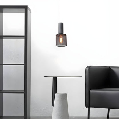 Hanglamp Industrieel met Betonnen Fitting en Metalen Gaaskap