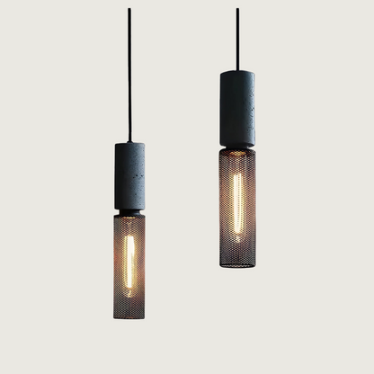 Hanglamp Industrieel met Betonnen Fitting en Metalen Gaaskap