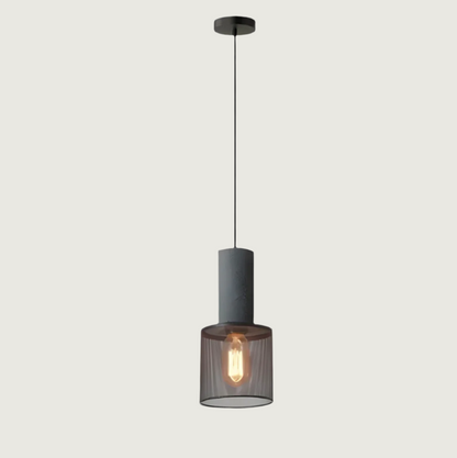 Hanglamp Industrieel met Betonnen Fitting en Metalen Gaaskap