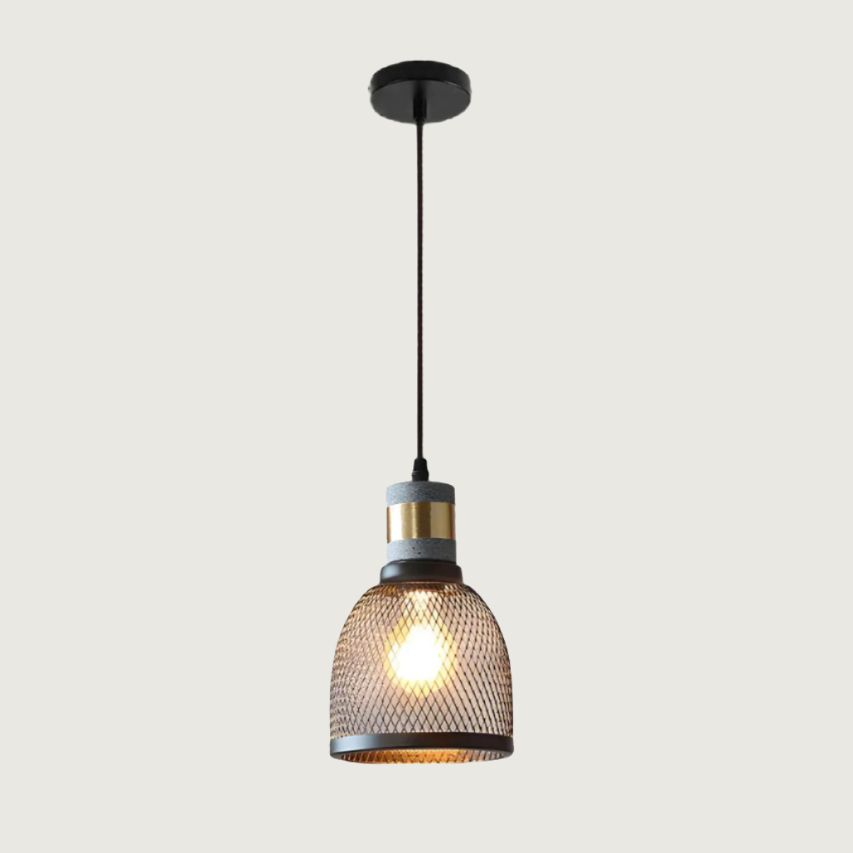 Hanglamp Industrieel met Betonnen Fitting en Metalen Gaaskap