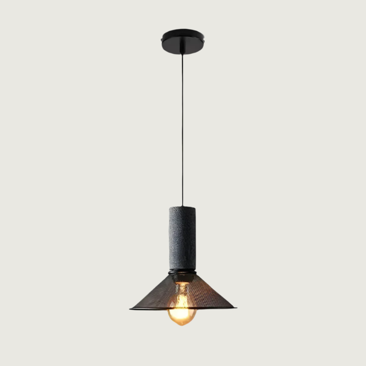 Hanglamp Industrieel met Betonnen Fitting en Metalen Gaaskap