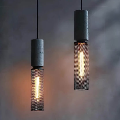 Hanglamp Industrieel met Betonnen Fitting en Metalen Gaaskap