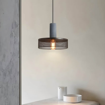 Hanglamp Industrieel met Betonnen Fitting en Metalen Gaaskap