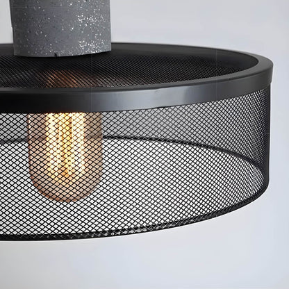 Hanglamp Industrieel met Betonnen Fitting en Metalen Gaaskap