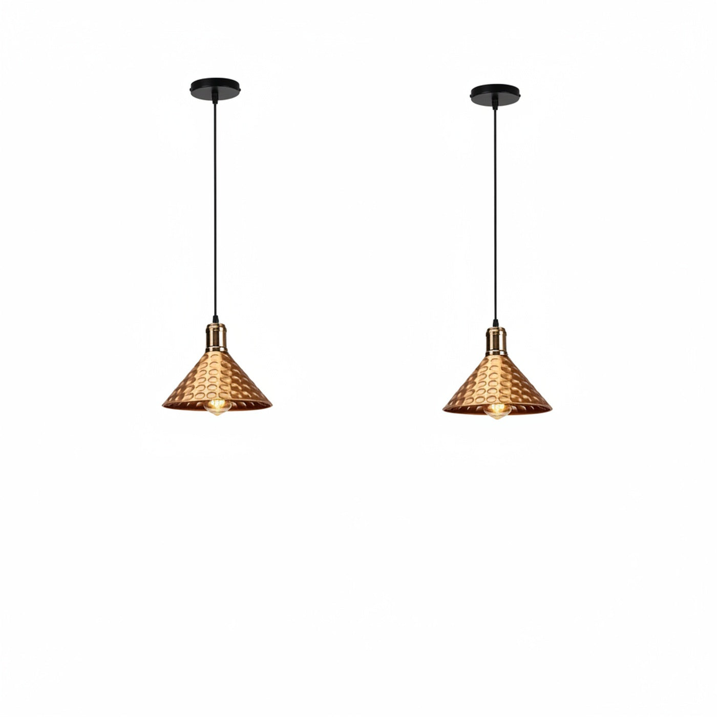 Hanglamp Industrieel met Gehamerde Kap en Koperen Fitting