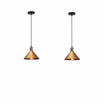 Hanglamp Industrieel met Gehamerde Kap en Koperen Fitting