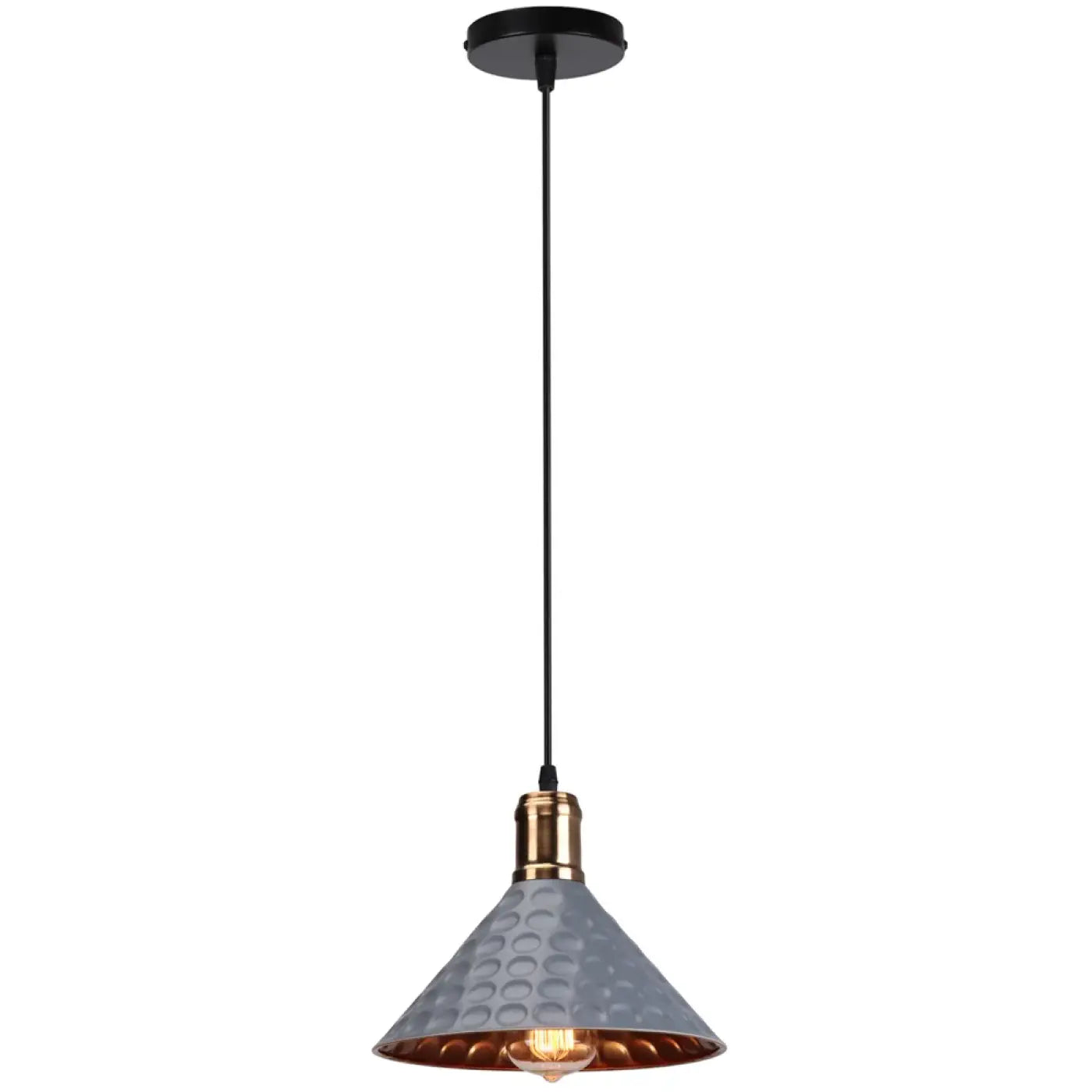 Hanglamp Industrieel met Gehamerde Kap en Koperen Fitting