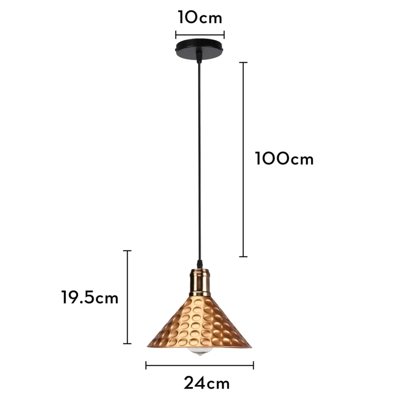 Hanglamp Industrieel met Gehamerde Kap en Koperen Fitting