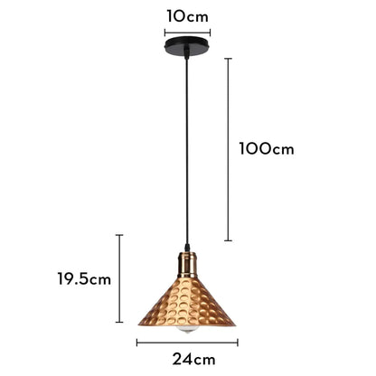 Hanglamp Industrieel met Gehamerde Kap en Koperen Fitting
