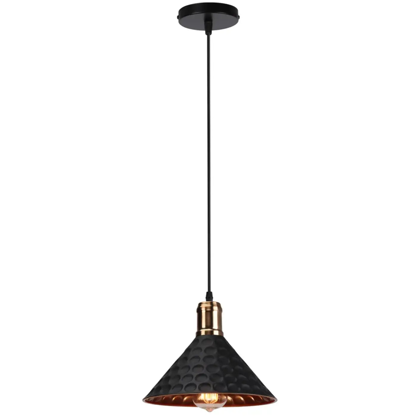 Hanglamp Industrieel met Gehamerde Kap en Koperen Fitting