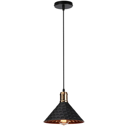 Hanglamp Industrieel met Gehamerde Kap en Koperen Fitting