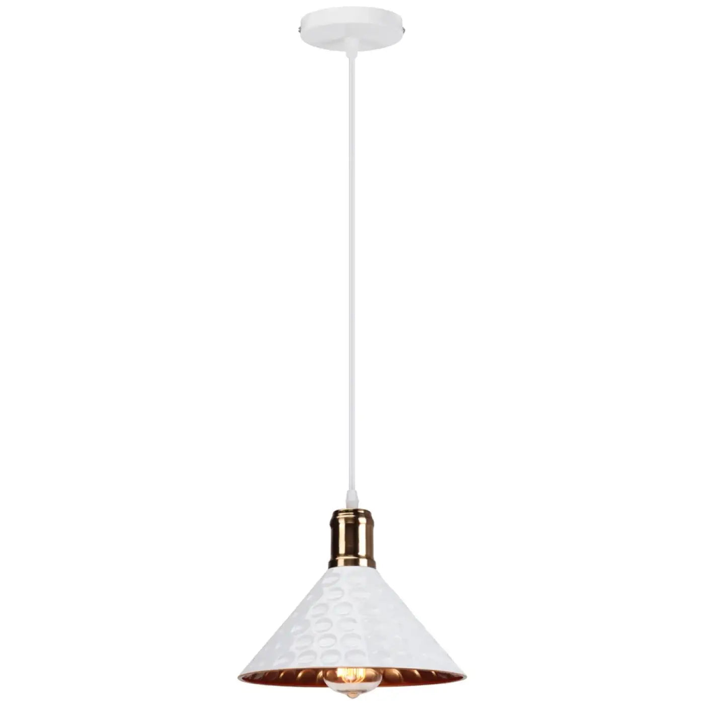 Hanglamp Industrieel met Gehamerde Kap en Koperen Fitting