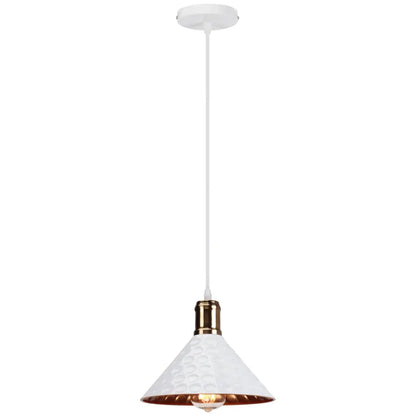 Hanglamp Industrieel met Gehamerde Kap en Koperen Fitting