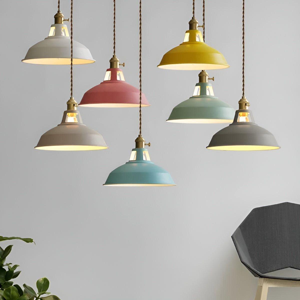 Hanglamp Industrieel met Ronde Metalen Kap en Gedraaid Snoer