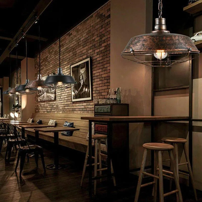 Hanglamp Industrieel Retro met Draadkooi en Verstelbare Hoogte ##POS:9##