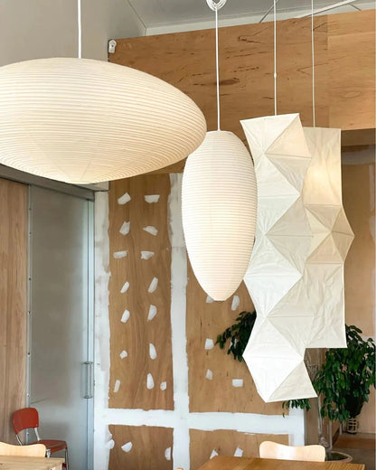 Hanglamp Japandi Washi Papier met Ovale Kap en Verstelbare Kabel