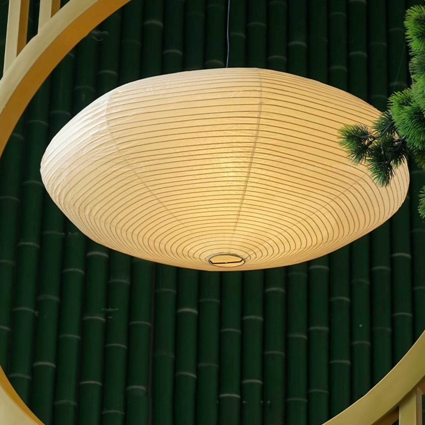 Hanglamp Japandi Washi Papier met Ovale Kap en Verstelbare Kabel