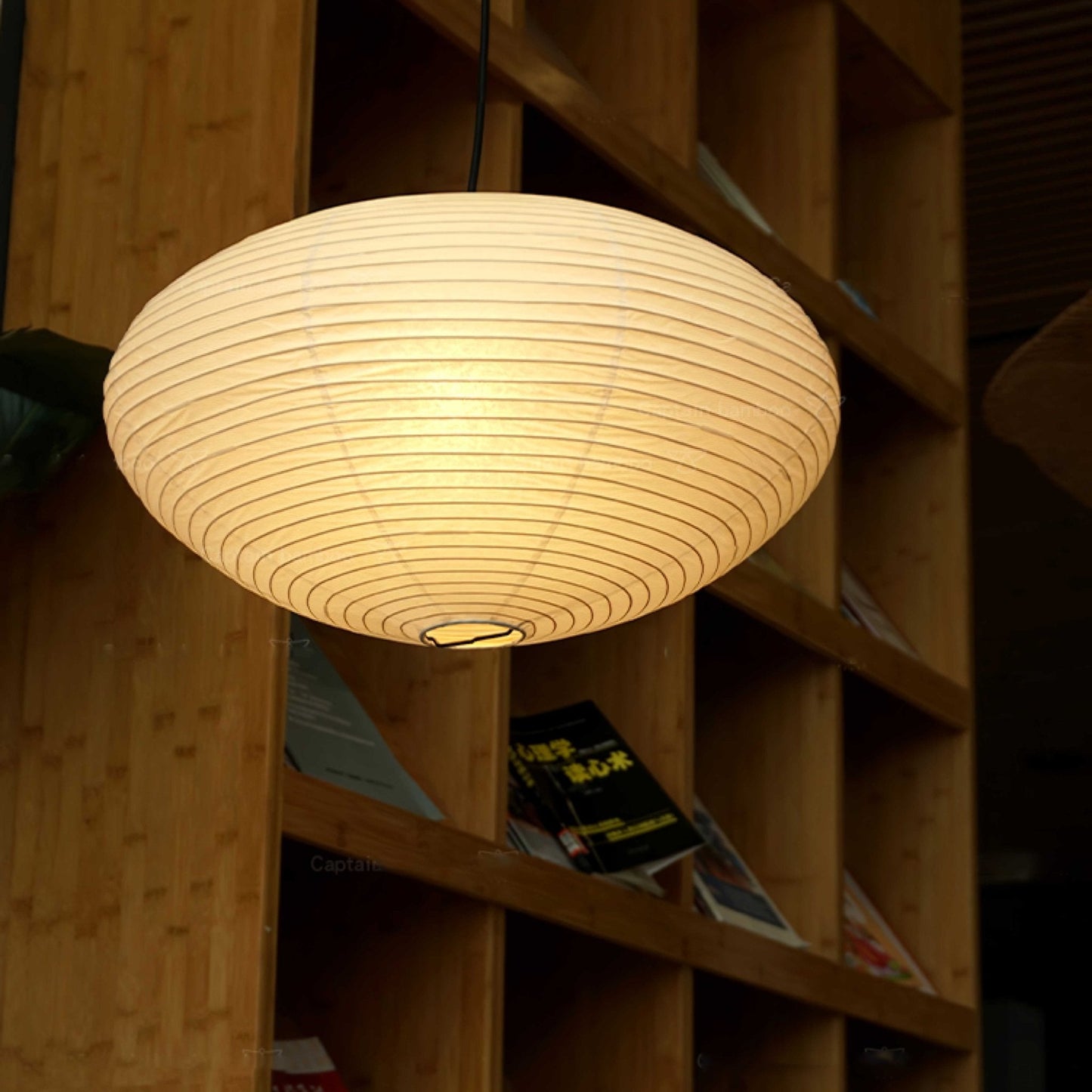 Hanglamp Japandi Washi Papier met Ovale Kap en Verstelbare Kabel