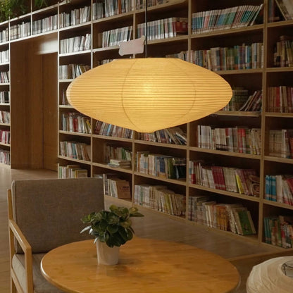 Hanglamp Japandi Washi Papier met Ovale Kap en Verstelbare Kabel