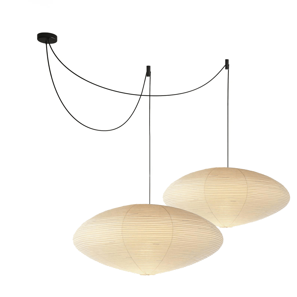 Hanglamp Japandi Washi Papier met Ovale Kap en Verstelbare Kabel