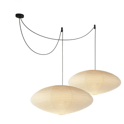Hanglamp Japandi Washi Papier met Ovale Kap en Verstelbare Kabel
